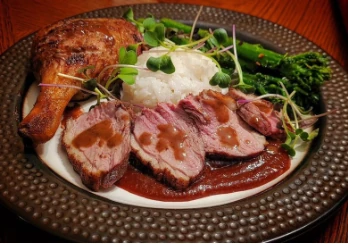 Locally prepared dinner topped with ROcc Garden microgreens